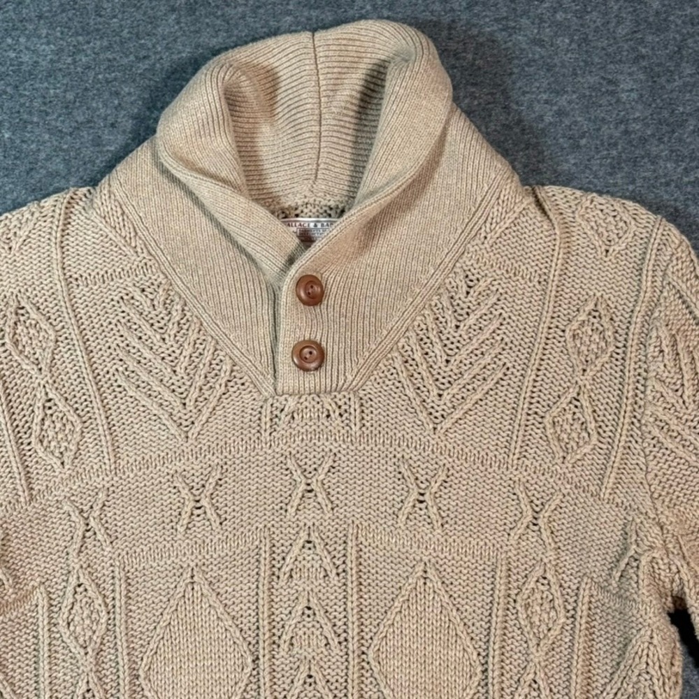 Wallace Barnes Shawl Collar Knit Sweater Beige Organic Cotton Shawl Neck Mens S - Picture 5 of 14